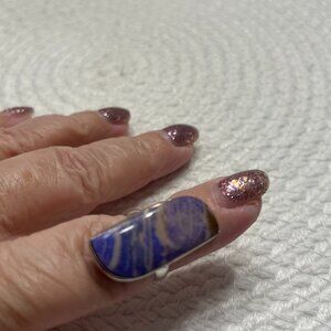 Gorgeous PURPLE FOSSIL CORAL Handmade Sterling 925 Ring Size 8.5 #97E